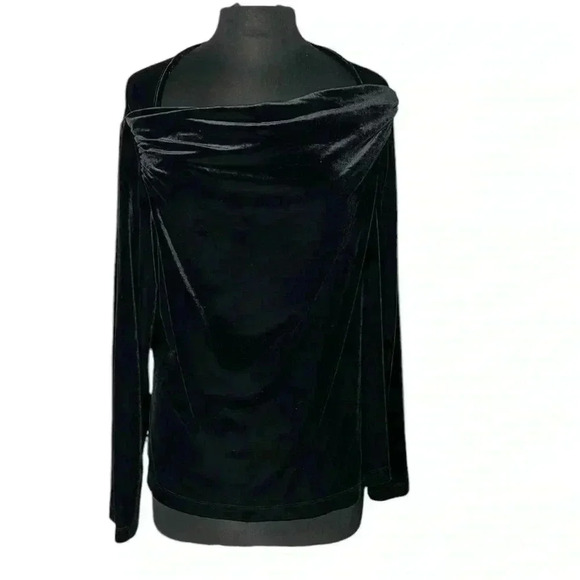 Lands’ End Velour Long Sleeve Black Blouse Size 1X - Picture 1 of 6